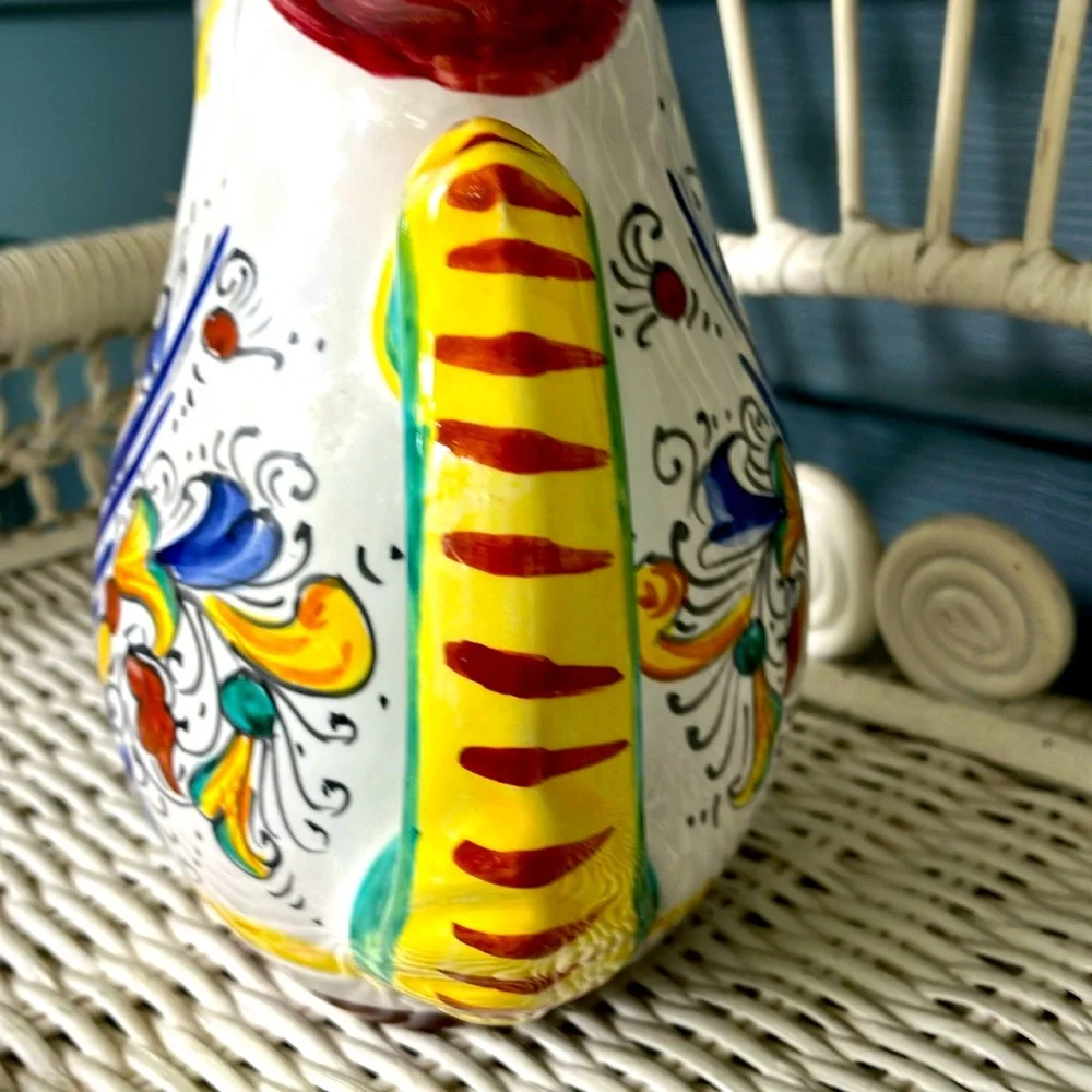 Williams & Sonoma Rooster Pitcher/Creamer In Deruta Style Majolica Inspired